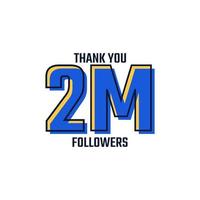 obrigado vetor de celebração do cartão de 2 m seguidores. 2000000 seguidores parabéns post modelo de mídia social.