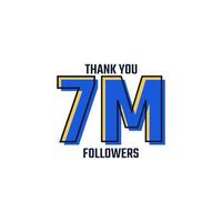obrigado vetor de celebração do cartão de 7 m seguidores. 7000000 seguidores parabéns post modelo de mídia social.