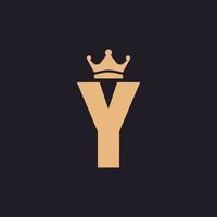 letra inicial vintage de luxo y trono com inspiração de design de logotipo de rótulo premium clássico de coroa vetor