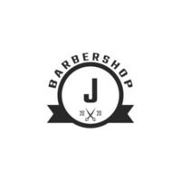 letra j emblema de barbearia vintage e inspiração de design de logotipo vetor