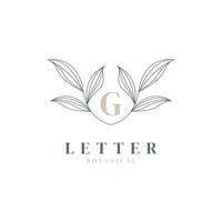 letra inicial g logotipo floral e botânico. folha de natureza feminina para salão de beleza, massagem, cosméticos ou símbolo de ícone de spa vetor
