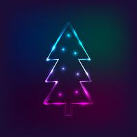 Cartão de ano novo elegante com árvore de Natal de néon vetor