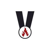 letra inicial v com inspiração de design de logotipo de fogo de chama vetor