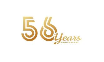 Celebração de aniversário de 56 anos com cor dourada de caligrafia para evento de celebração, casamento, cartão de felicitações e convite isolado no fundo branco vetor