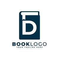 letra inicial d design de logotipo do livro. utilizável para logotipos de educação, negócios e construção. elemento de modelo de ideias de design de logotipo de vetor plano