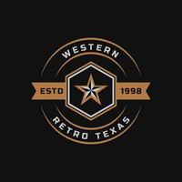 distintivo retrô vintage para elemento de modelo de design de logotipo do texas emblema do país ocidental vetor