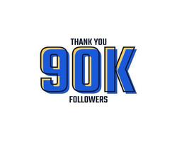 obrigado vetor de comemoração de cartão de 90 mil seguidores. 90000 seguidores parabéns post modelo de mídia social.