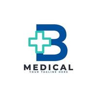 letra b cruz mais logotipo. utilizável para logotipos de negócios, ciências, saúde, médicos, hospitais e natureza. vetor