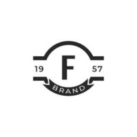 elemento de modelo de design de logotipo vintage insígnia letra f. adequado para identidade, etiqueta, crachá, café, vetor de ícone do hotel