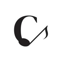 letra c com elemento de design de logotipo de nota chave de música. utilizável para logotipos de negócios, musicais, entretenimento, discos e orquestra vetor