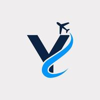 modelo de design de logotipo de viagem aérea criativa letra inicial y. vetor eps10