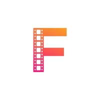 letra inicial f com tira de filme de listras de carretel para inspiração de logotipo de estúdio de produção de cinema de filme vetor