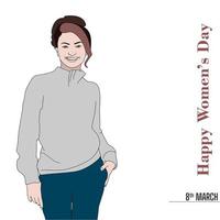 ilustração em vetor feliz dia das mulheres em fundo branco.