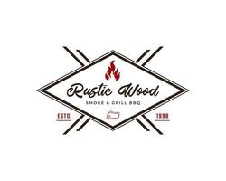 distintivo de rótulo retro vintage clássico para churrasqueira rústica, churrasco, inspiração de design de logotipo de carimbo de rótulo de churrasco vetor