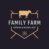 emblema de emblema de etiqueta retrô vintage clássico gado, angus, inspiração de design de logotipo de fazenda familiar de carne bovina vetor