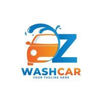 letra z com logotipo de lavagem de carro, carro de limpeza, design de logotipo de vetor de lavagem e serviço.