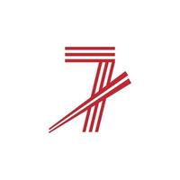 símbolo de logotipo de vetor de macarrão japonês número 7. adequado para inspiração de logotipo de restaurantes japoneses.