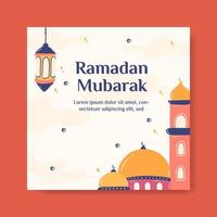 modelo de banner de mídia social ramadan mubarak. gráfico de vetor de ilustração plana.