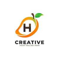 letra h logotipo em frutas frescas de manga com estilo moderno. modelo de ilustração vetorial de designs de logotipos de identidade de marca vetor