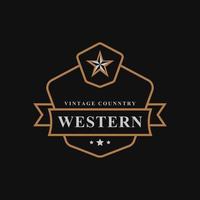 distintivo retrô vintage para elemento de modelo de design de logotipo do texas emblema do país ocidental vetor