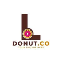 letra inicial l design de logotipo de rosquinha doce. logotipo para cafés, restaurantes, cafeterias, catering. vetor