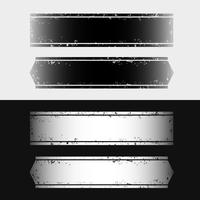 Conjunto, banners horizontais de estilo grunge preto e branco vetor