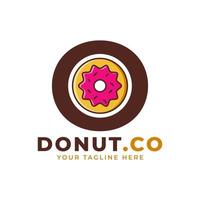 letra inicial o design de logotipo de rosquinha doce. logotipo para cafés, restaurantes, cafeterias, catering. vetor