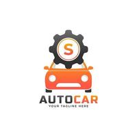 letra s com vetor de manutenção do carro. conceito de design de logotipo automotivo de veículo esportivo.