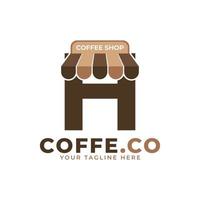 hora do café. ilustração em vetor de logotipo de café moderno letra inicial h