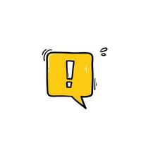 doodle vetor de ícone de ponto de exclamação. símbolo de sinal de atenção. ícone de alerta de aviso. vetor de estilo de arte de linha desenhada à mão