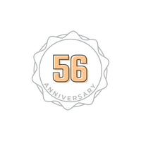 Distintivo de vetor de comemoração de aniversário de 56 anos. saudação de feliz aniversário celebra ilustração de design de modelo