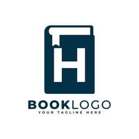 letra inicial h design de logotipo do livro. utilizável para logotipos de educação, negócios e construção. elemento de modelo de ideias de design de logotipo de vetor plano