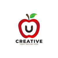 letra u logotipo em frutas frescas de maçã com estilo moderno. modelo de ilustração vetorial de designs de logotipos de identidade de marca vetor