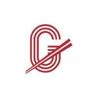 letra g símbolo de logotipo de vetor de macarrão japonês. adequado para inspiração de logotipo de restaurantes japoneses.