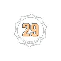 Distintivo de vetor de comemoração de aniversário de 29 anos. saudação de feliz aniversário celebra ilustração de design de modelo
