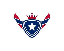 emblema bandeira veterano americano emblema asas com elemento de modelo de design de logotipo patriótico de escudo vetor