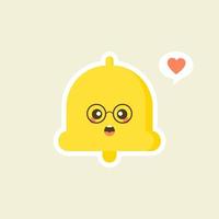 design plano de sino de mão kawaii. notificações felizes, anúncios. alarme de lembrete. emoji, emoticon. ilustração vetorial fofa isolada vetor