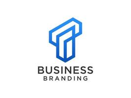 abstrato letra inicial t logotipo. estilo linear azul isolado no fundo branco. utilizável para logotipos de negócios, tecnologia e branding. elemento de modelo de design de logotipo de vetor plana.