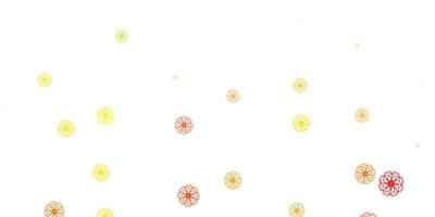 padrão de doodle de vetor laranja claro com flores.