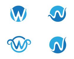 W Letter Water wave Ilustração em vetor modelo de logotipo