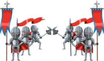 exército de cavaleiros medievais em fundo branco vetor