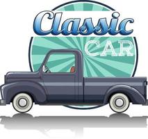 logotipo de carro clássico com carro clássico em fundo branco vetor