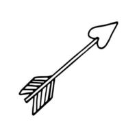 seta doodle desenhado de mão. , escandinavo, nórdico, ícone do minimalismo adesivo cupido amor arma vetor