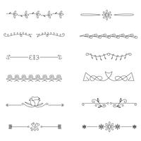 Conjunto de divisores de mão desenhada vetor