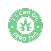 Ícone do óleo de CBD de 3 por cento. Zero THC vetor