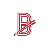 letra b símbolo de logotipo de vetor de macarrão japonês. adequado para inspiração de logotipo de restaurantes japoneses.