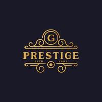 letra g luxo logotipo floresce linhas de ornamento elegantes caligráficas. sinal de negócios, identidade para restaurante, realeza, boutique, café, hotel, heráldico, joias e modelo de design de logotipo de moda vetor