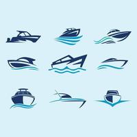 conjunto de design de logotipo de barco vetor