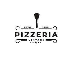 emblema clássico vintage espátula espátula pizza pizzaria design de logotipo inspiração vetor