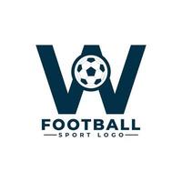 letra w com design de logotipo de bola de futebol. elementos de modelo de design vetorial para equipe esportiva ou identidade corporativa. vetor